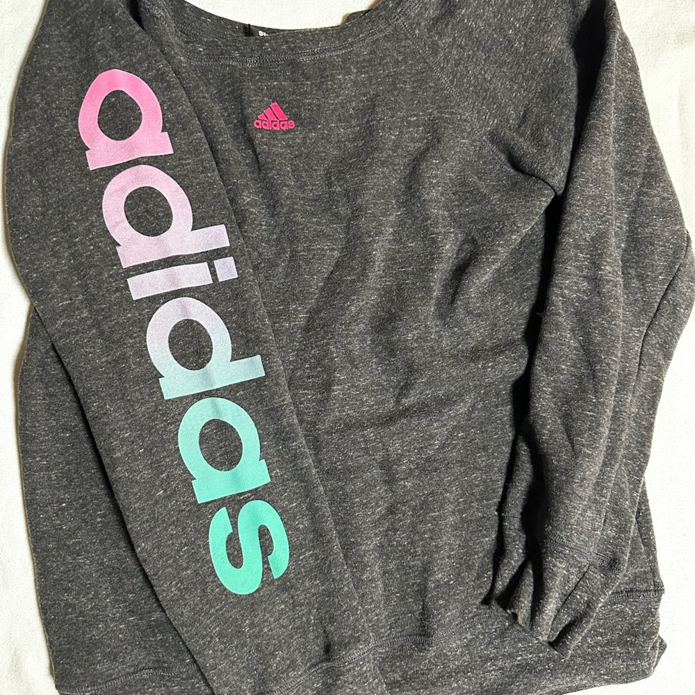 Adidas Dark Gray Sweatshirt with Pastel Logo